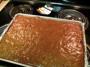 A giant pan of brownies